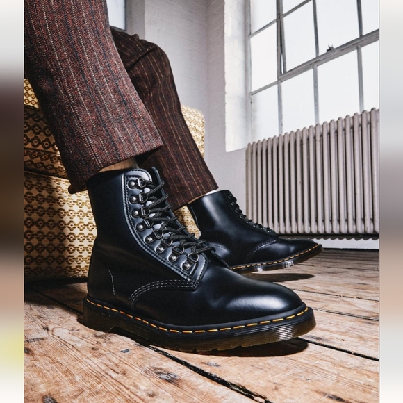 Dr Martens Pascal Verso Smooth Leather Lace Up Boots Size L8 M7 Classic Retro - Picture 1 of 12